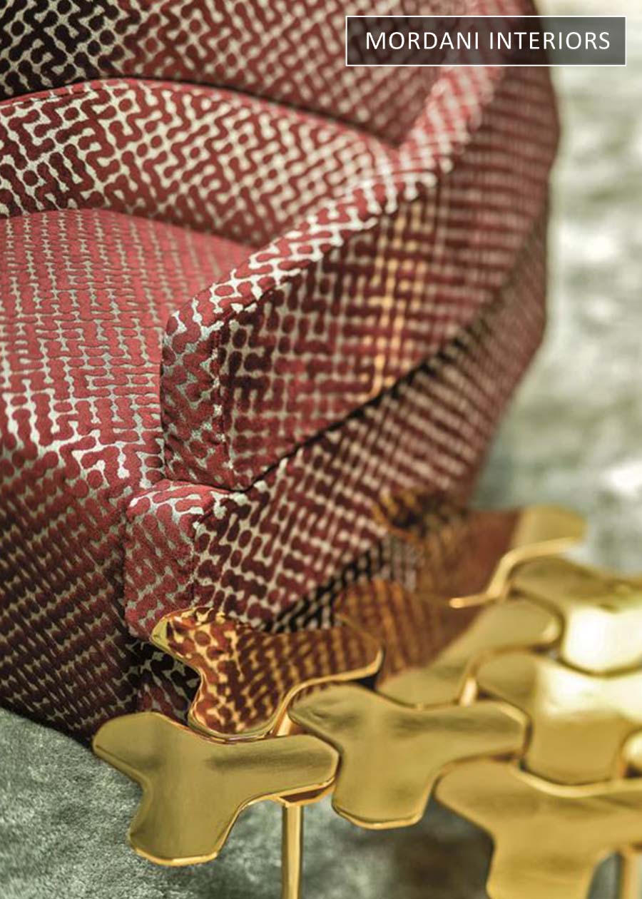 Maroon Gold Soft Jacquard Upholstery